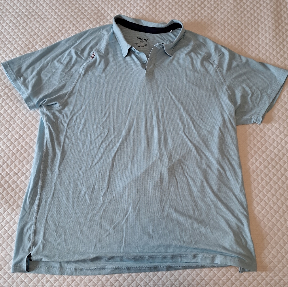 Rhone Delta Pique Polo Golf Shirt Blue Mens 2XL XXL